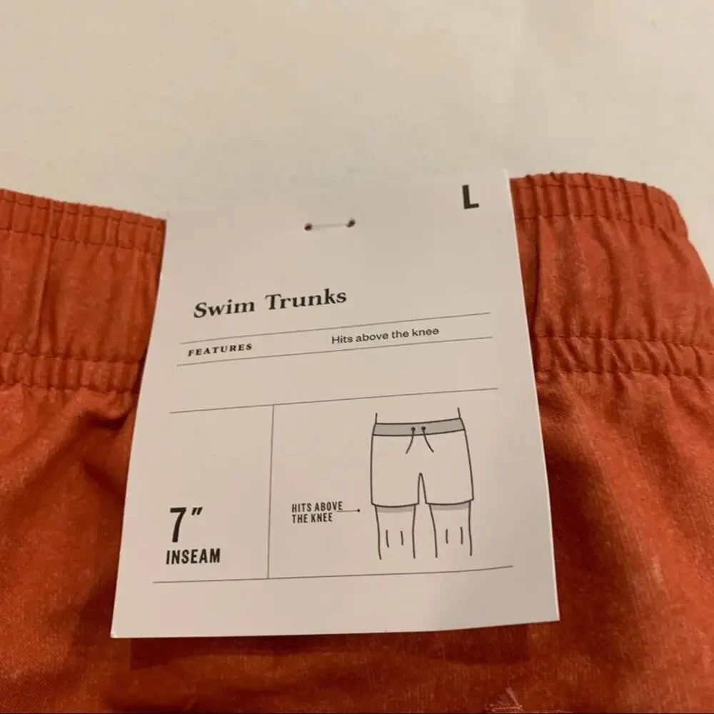 New Goodfellow orange swim trunks. Size large. - Picture 13 of 14